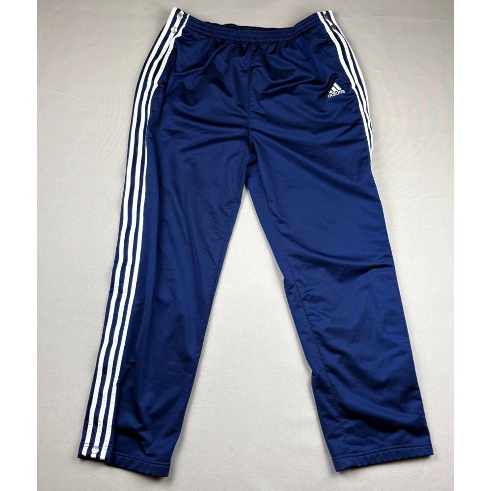 Adidas Track Pants Men Sz Medium Navy/White Striped Breakaway Side Snap VTG 90's